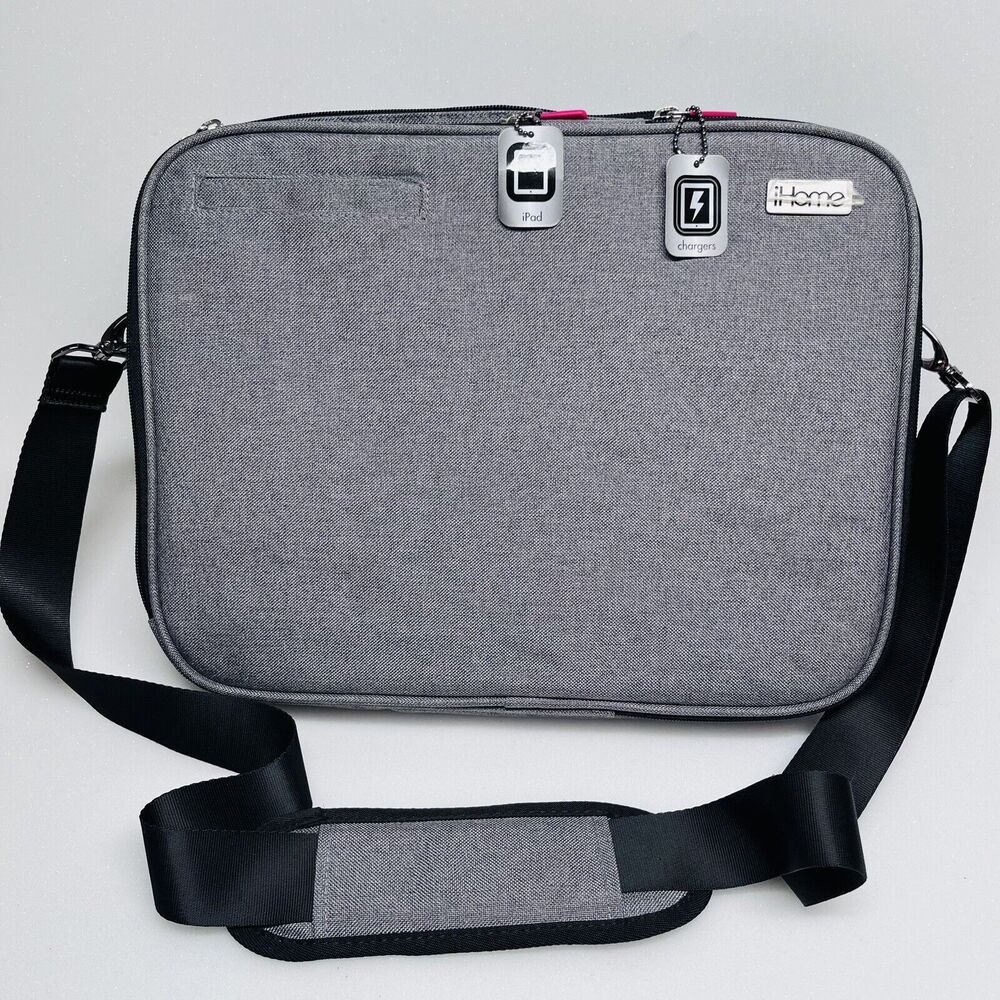 NEW iHome Smart Brief: 13 inch Laptop Bag Briefcase for Mac Heathered Grey iPad